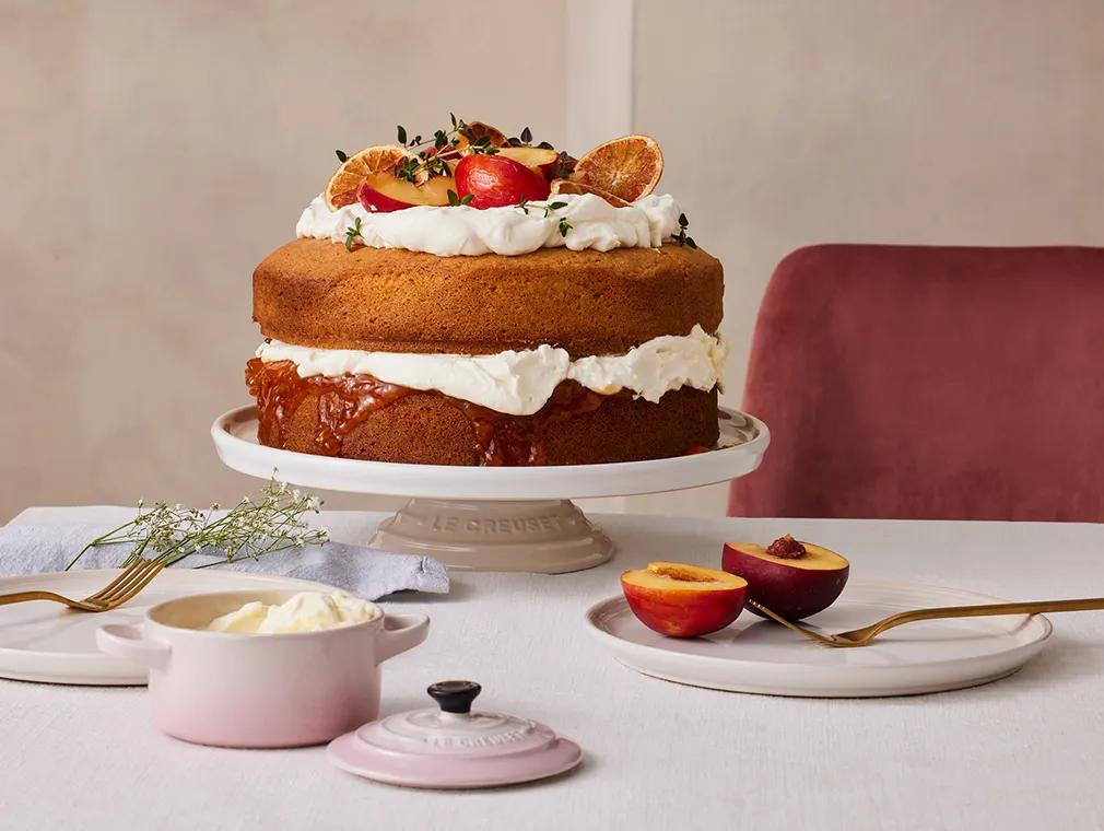 Peach and Apricot Victoria Sponge Cake