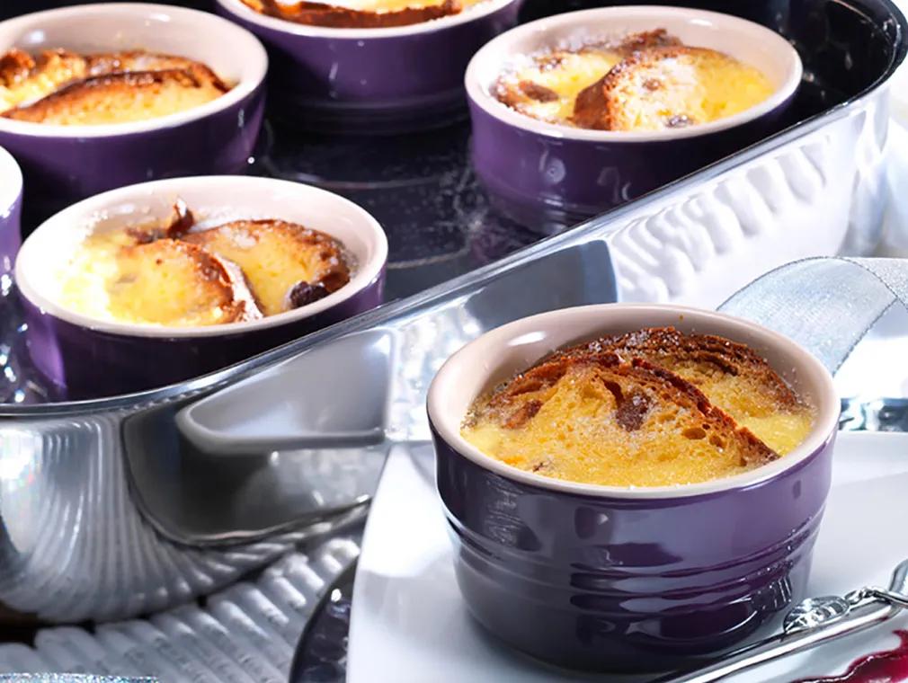 Panettone Puddings with Amaretto Custard