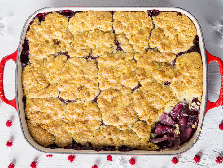 Mulled Fruits & Berries with a Sugar Crusted Cobbler