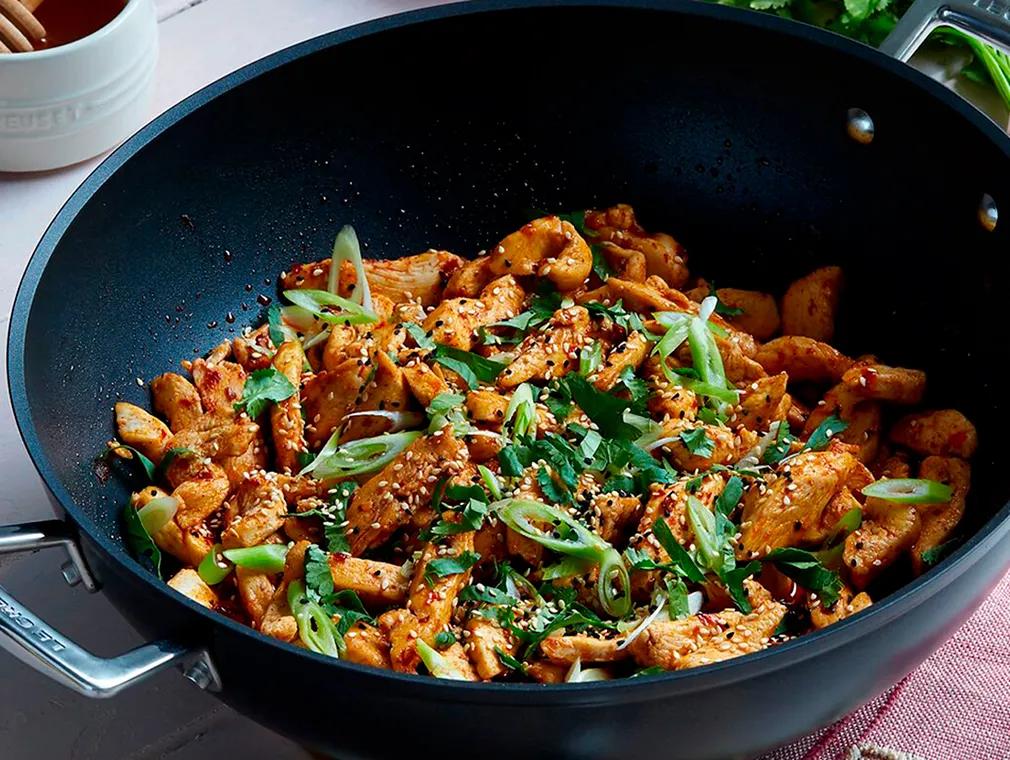 Sticky Chilli Chicken with Toasted Sesame Seeds & Spring Onions