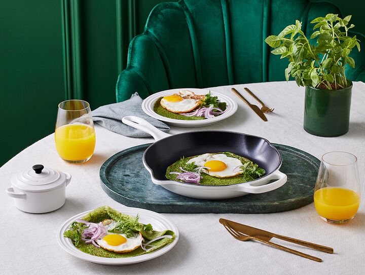 Herbed Pancakes with Crispy Fried Eggs