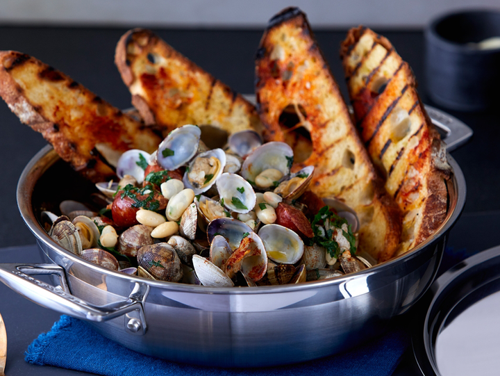 Clams with Chorizo & Cannellini Beans 